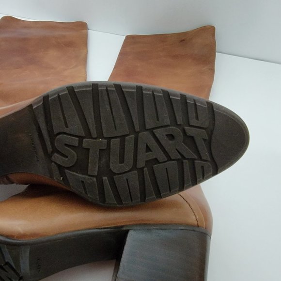Stuart Weitzman | Brown Leather Over the Calf Rider Heeled Boots - Picture 7 of 15